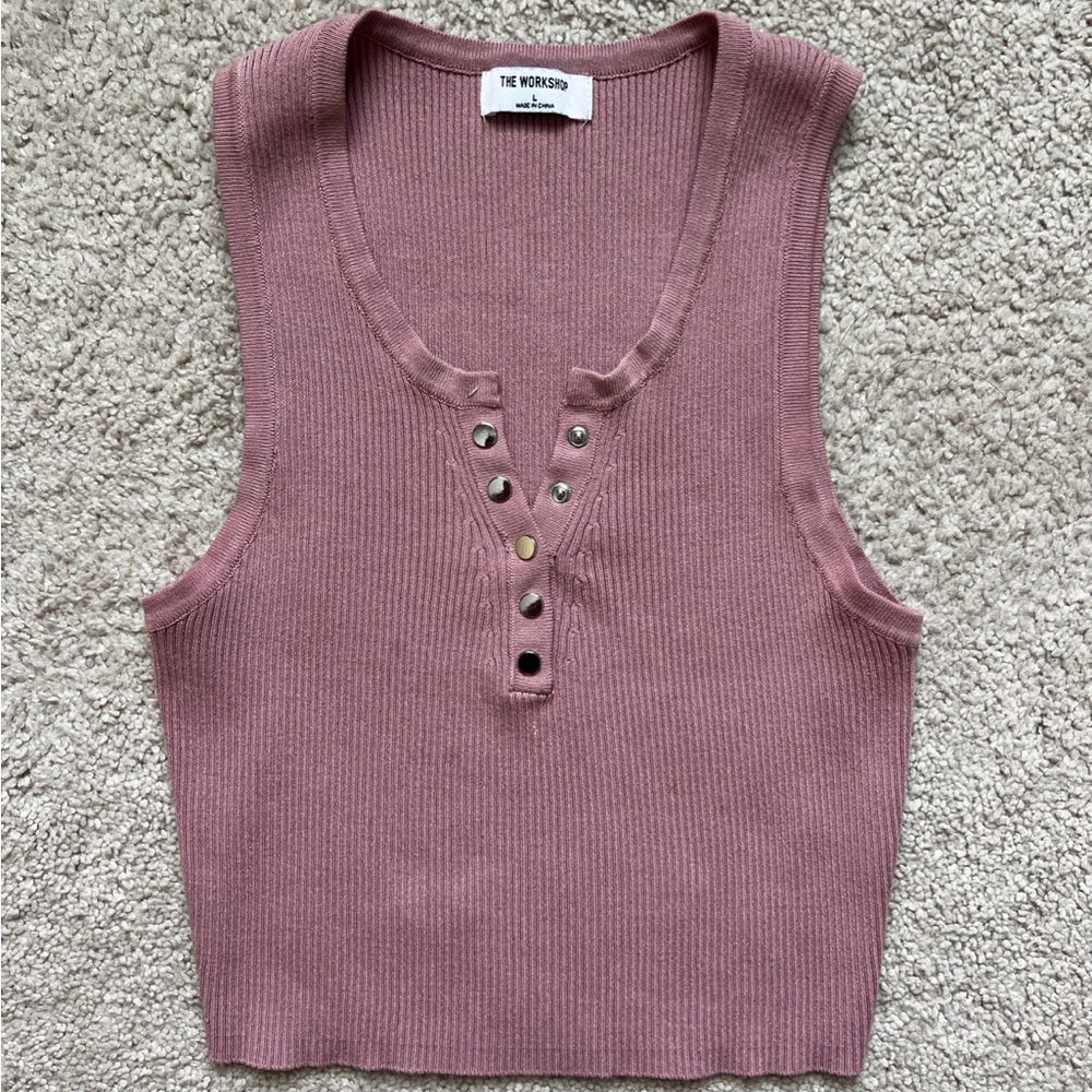 Workshop Republic Clothing Dusty Pink Ribbed Tank Top